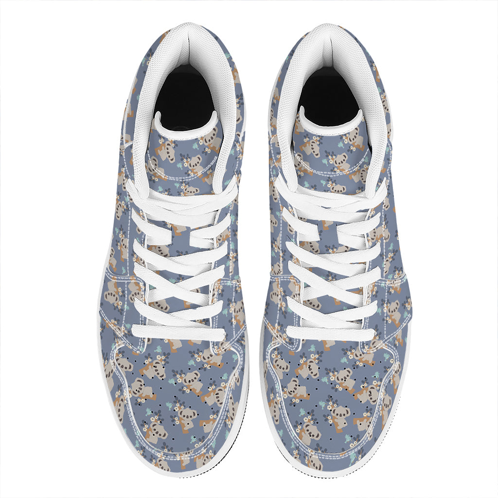 Baby Koala Pattern Print High Top Leather Sneakers