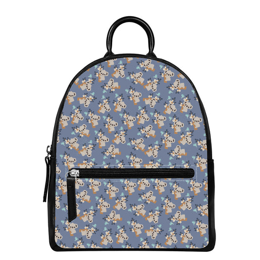 Baby Koala Pattern Print Leather Backpack