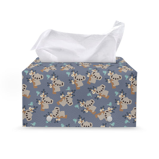 Baby Koala Pattern Print Leather Tissue Box Cover