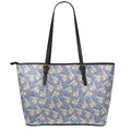 Baby Koala Pattern Print Leather Tote Bag With Zipper