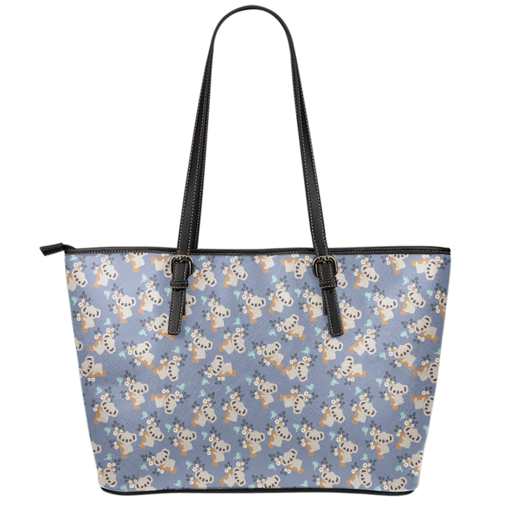 Baby Koala Pattern Print Leather Tote Bag