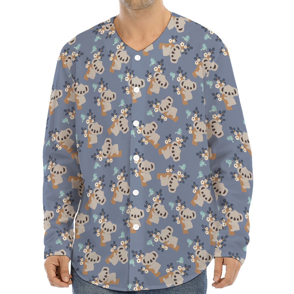 Baby Koala Pattern Print Long Sleeve Baseball Jersey