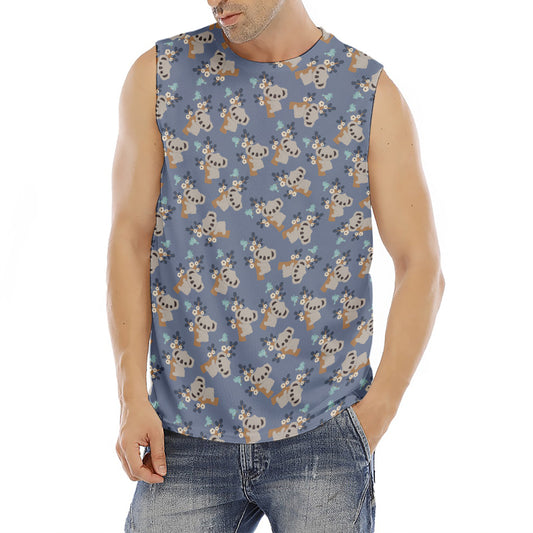 Baby Koala Pattern Print Men's Fitness Tank Top