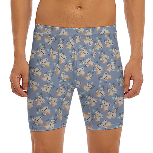 Baby Koala Pattern Print Men's Long Boxer Briefs