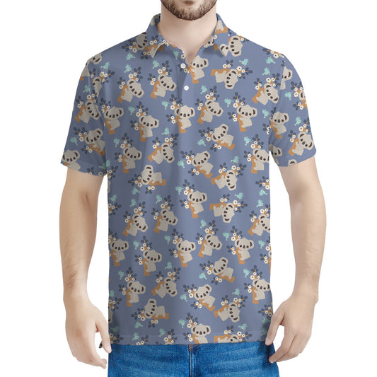 Baby Koala Pattern Print Men's Polo Shirt