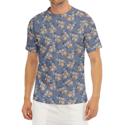 Baby Koala Pattern Print Men's Short Sleeve Rash Guard