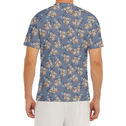 Baby Koala Pattern Print Men's Short Sleeve Rash Guard