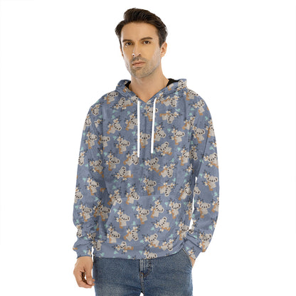 Baby Koala Pattern Print Men's Velvet Pullover Hoodie