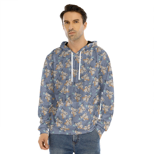 Baby Koala Pattern Print Men's Velvet Pullover Hoodie