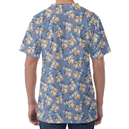 Baby Koala Pattern Print Men's Velvet T-Shirt