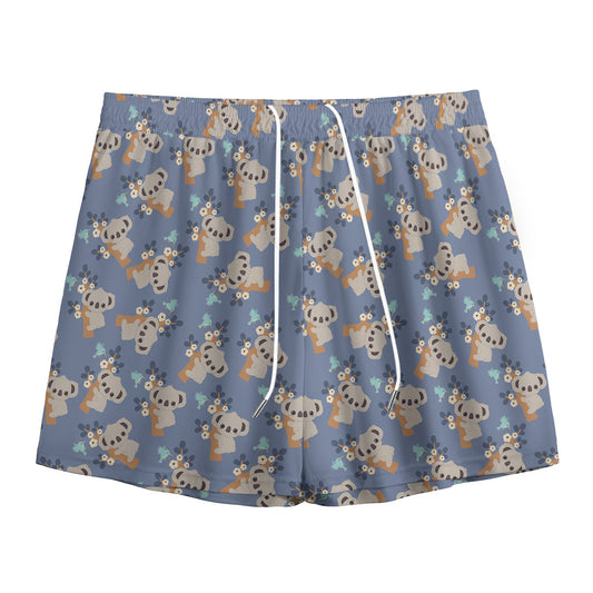 Baby Koala Pattern Print Mesh Shorts