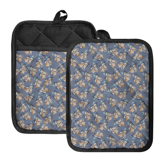 Baby Koala Pattern Print Pot Holders With Pocket