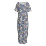 Baby Koala Pattern Print Short Sleeve Long Nightdress