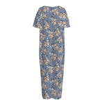 Baby Koala Pattern Print Short Sleeve Long Nightdress