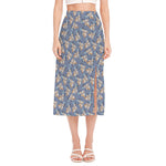 Baby Koala Pattern Print Side Slit Midi Skirt