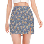 Baby Koala Pattern Print Side Slit Mini Skirt