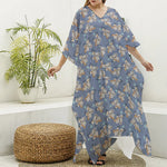 Baby Koala Pattern Print Silk V-Neck Kaftan Dress