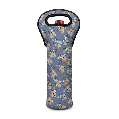 Baby Koala Pattern Print Single Neoprene Wine Tote
