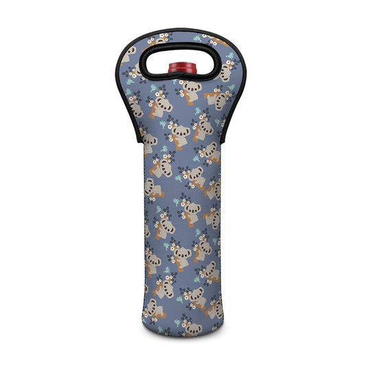 Baby Koala Pattern Print Single Neoprene Wine Tote