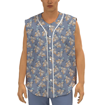 Baby Koala Pattern Print Sleeveless Baseball Jersey