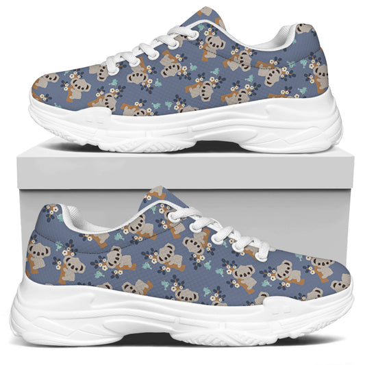 Baby Koala Pattern Print White Chunky Shoes