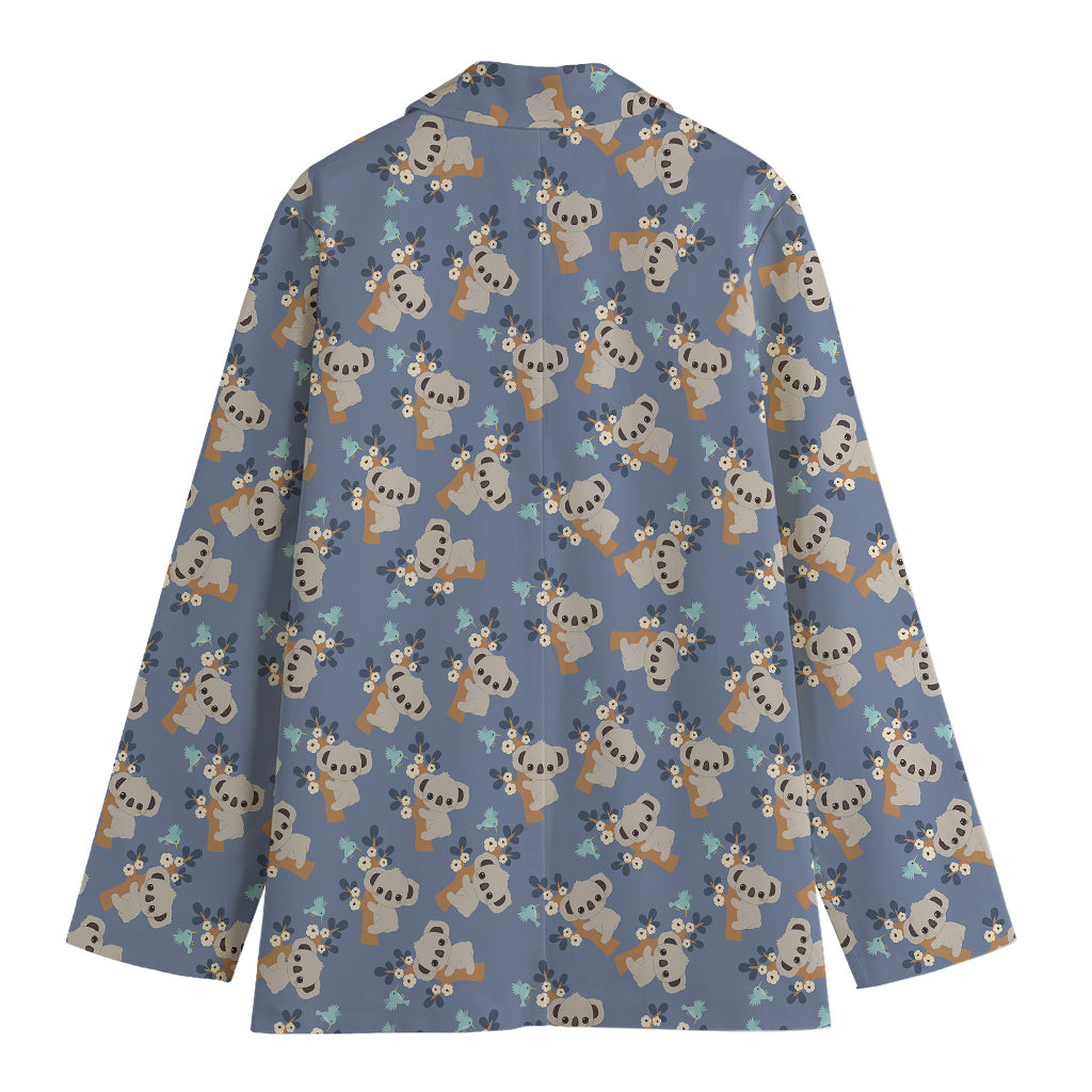 Baby Koala Pattern Print Women's Cotton Blazer