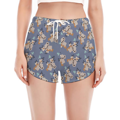 Baby Koala Pattern Print Women's Split Running Shorts