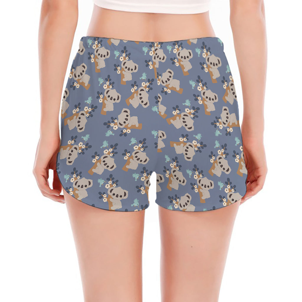 Baby Koala Pattern Print Women's Split Running Shorts