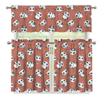 Baby Panda And Bamboo Pattern Print 3 Piece Kitchen Curtains