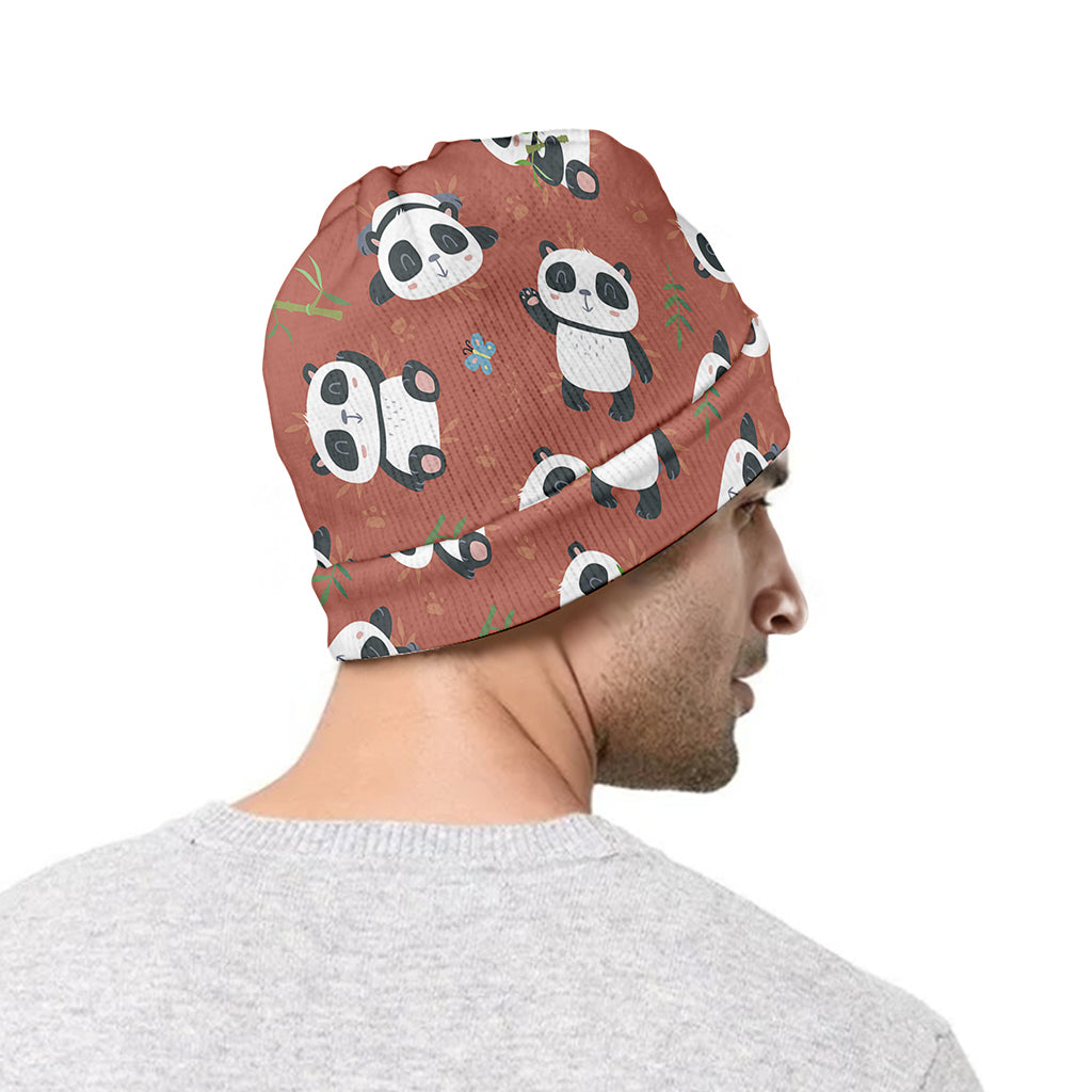 Baby Panda And Bamboo Pattern Print Beanie