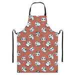 Baby Panda And Bamboo Pattern Print Bib Apron With Pocket