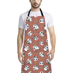Baby Panda And Bamboo Pattern Print Bib Apron With Pocket