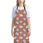 Baby Panda And Bamboo Pattern Print Bib Apron With Pocket