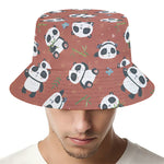 Baby Panda And Bamboo Pattern Print Bucket Hat