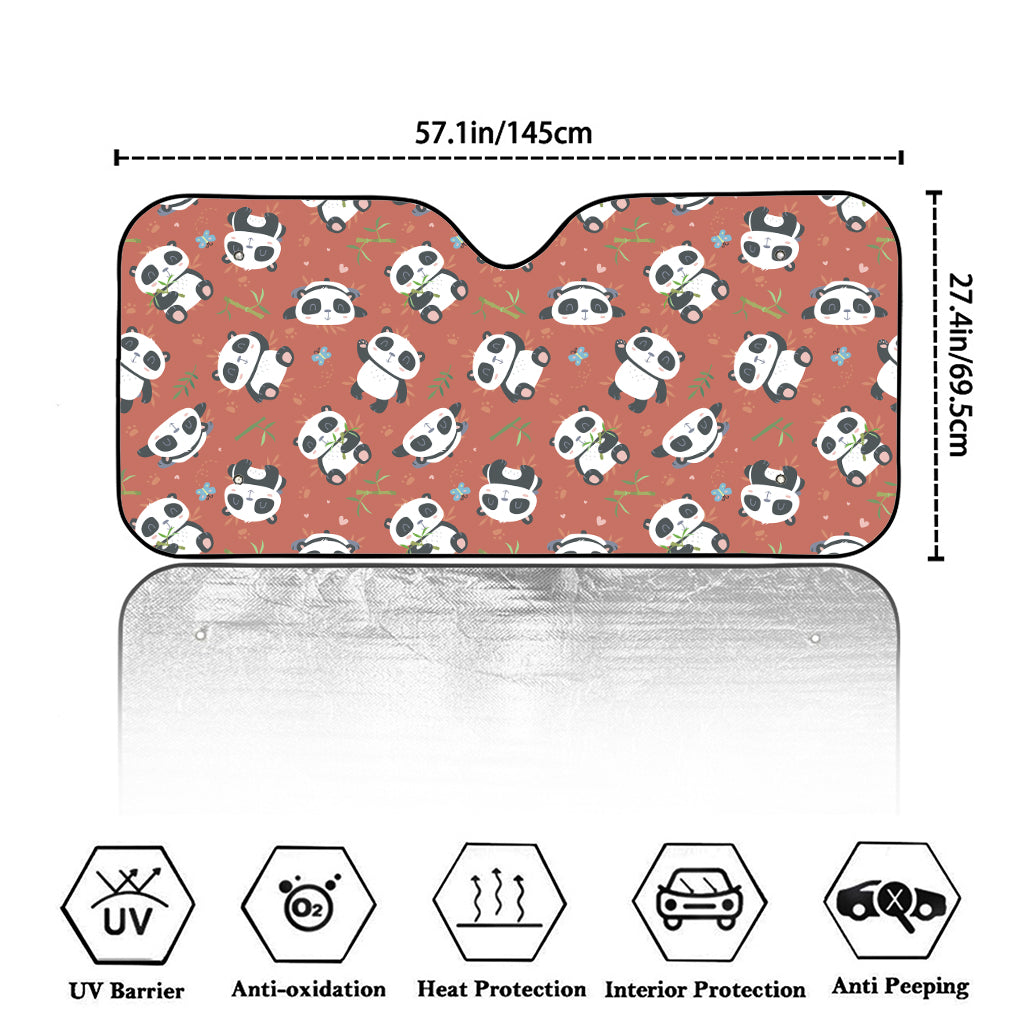 Baby Panda And Bamboo Pattern Print Car Windshield Sun Shade