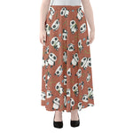 Baby Panda And Bamboo Pattern Print Chiffon Maxi Skirt