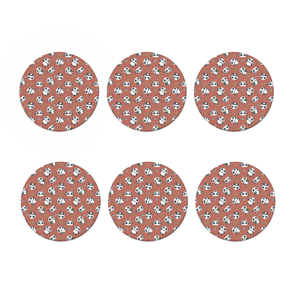 Baby Panda And Bamboo Pattern Print Coaster Set