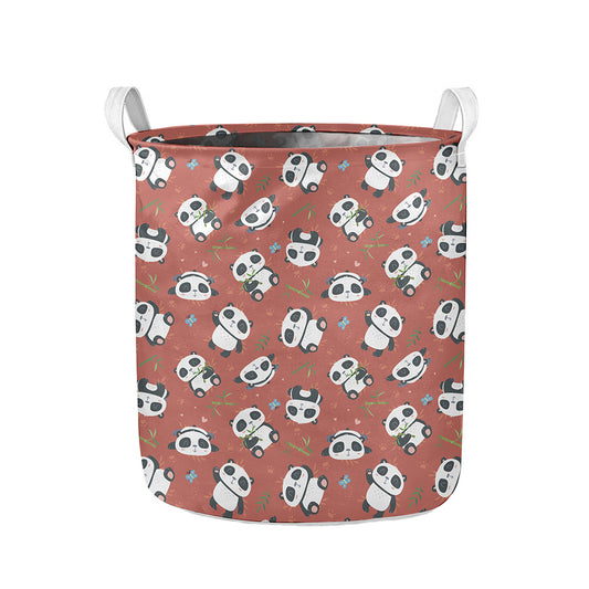 Baby Panda And Bamboo Pattern Print Collapsible Laundry Basket