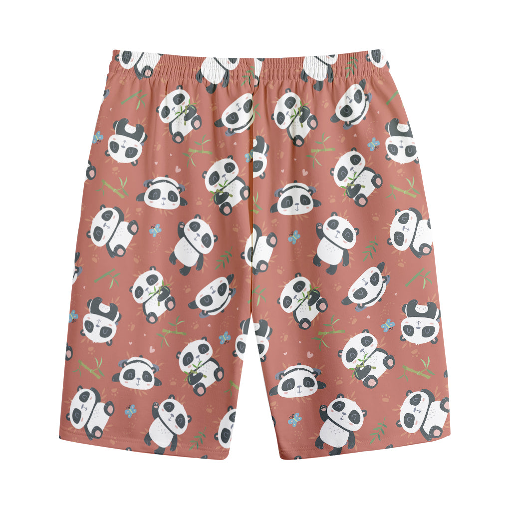 Baby Panda And Bamboo Pattern Print Cotton Shorts