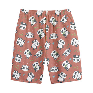 Baby Panda And Bamboo Pattern Print Cotton Shorts