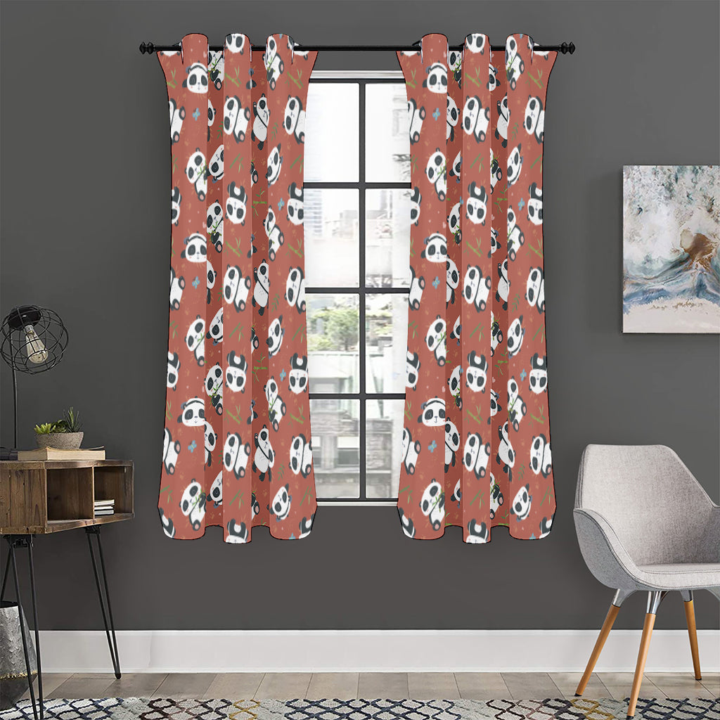 Baby Panda And Bamboo Pattern Print Curtain