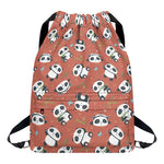 Baby Panda And Bamboo Pattern Print Drawstring Backpack