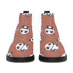 Baby Panda And Bamboo Pattern Print Flat Ankle Boots