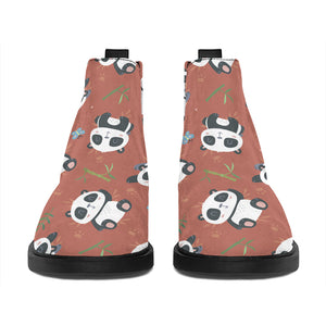 Baby Panda And Bamboo Pattern Print Flat Ankle Boots