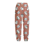 Baby Panda And Bamboo Pattern Print Fleece Lined Knit Pants