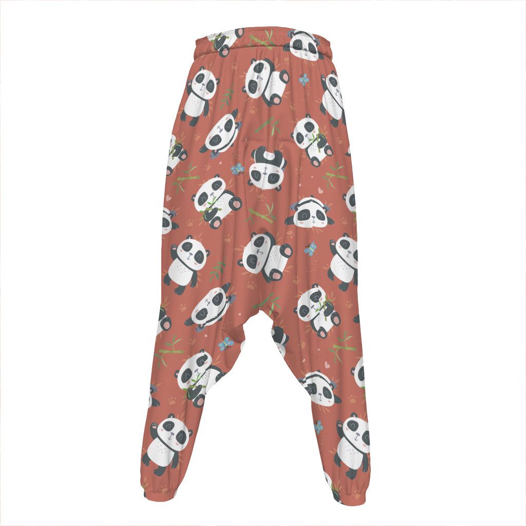 Baby Panda And Bamboo Pattern Print Hammer Pants