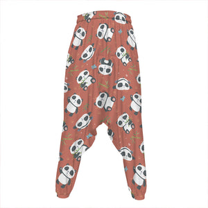 Baby Panda And Bamboo Pattern Print Hammer Pants