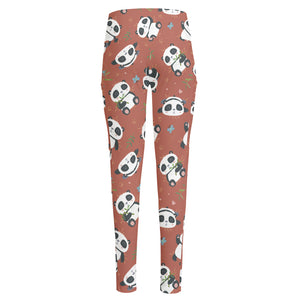 Baby Panda And Bamboo Pattern Print High-Waisted Pocket Leggings