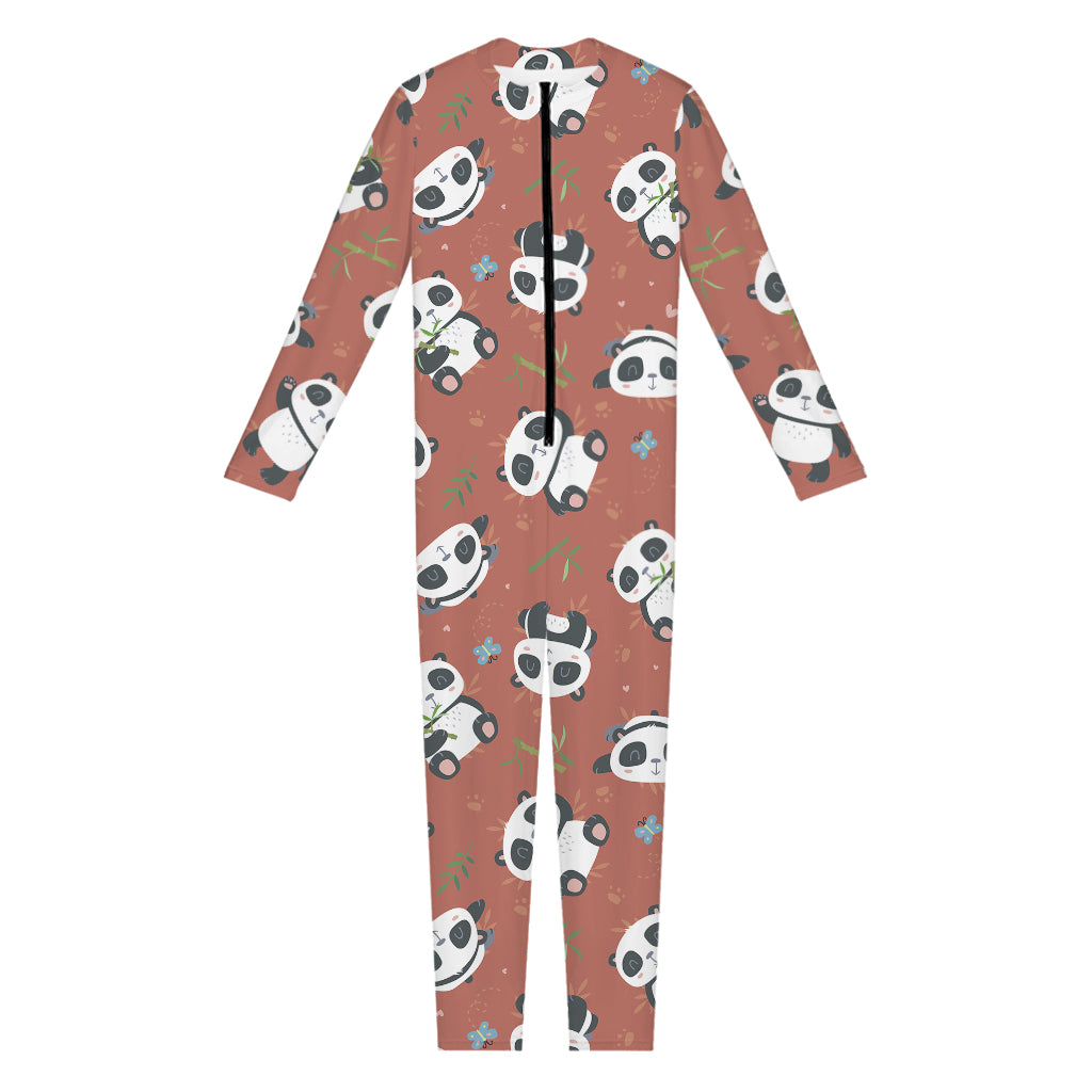 Baby Panda And Bamboo Pattern Print Jumpsuit