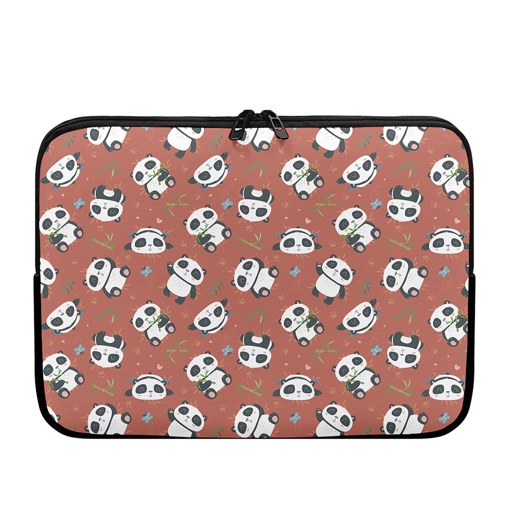 Baby Panda And Bamboo Pattern Print Laptop Sleeve